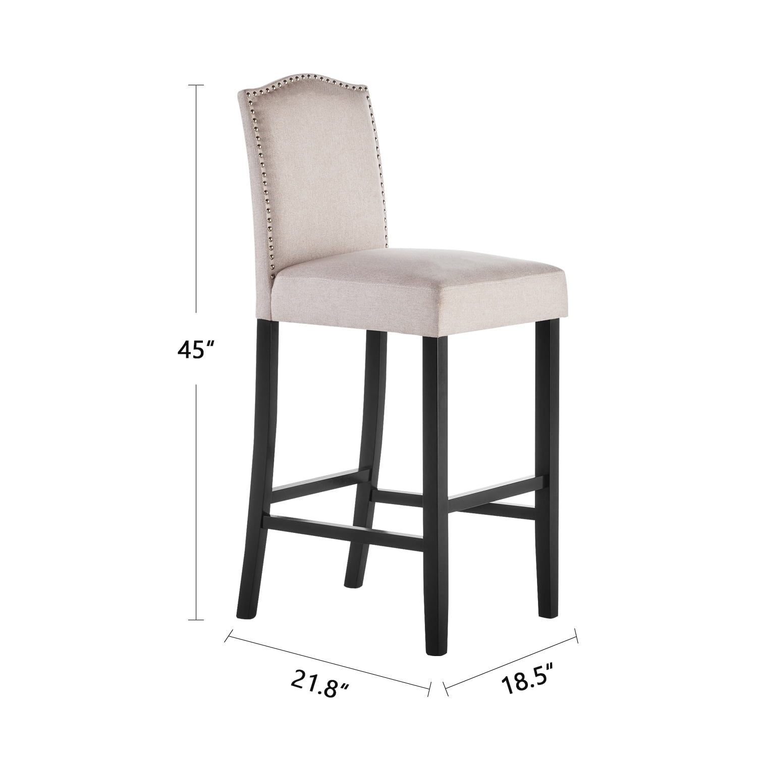 Kadyn Bar Counter Chairs with Nailhead, 2 Pcs Modern Bar Stools, Upholstered Dinner Chairs for Bedroom, Dining Room, Wheat