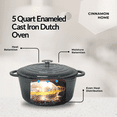 thumbnail image 3 of Cinnamon Home 5 Quart Enameled Cast Iron Round Dutch Oven with Lid - Gray - Kitchen Pots and Cookware, 3 of 6