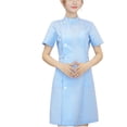 thumbnail image 2 of HAJWOH Womens Scrubs Dress Formal Lapel Neck Short Sleeve Button Down Work Dresses Stretchy Comfortable Workwear Blue XL, 2 of 5
