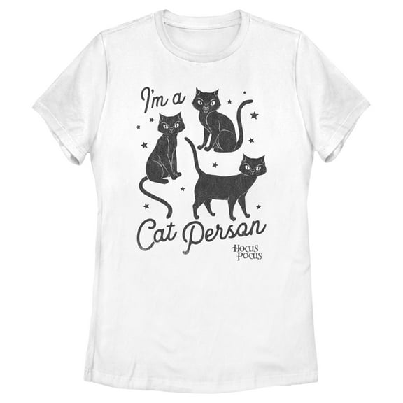 Women's Hocus Pocus I'm a Cat Person Graphic Tee White Large