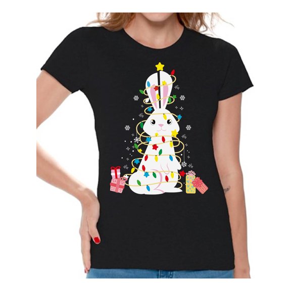 Awkward Styles Xmas Shirts for Women Christmas Rabbit T-Shirt