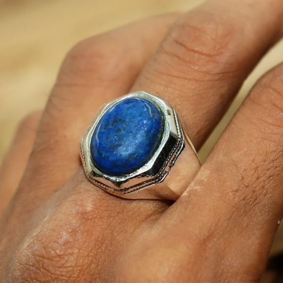 Lapis Lazuli Ring, 925 Sterling Pure Silver Ring, Handmade Ring, Silver Ring, Silver Band Ring, Statement Ring, Anniversary Gift For Her,...