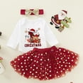 thumbnail image 1 of Conjunto de tutú y body de manga larga para bebé de My First Christmas, estampado de ciervos, para niña, vestido, pelele, falda, para bautizo infantil, 1 of 5