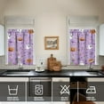 thumbnail image 2 of Spooky Horror Themed 2 PCS Tier Curtains Featuring Witch and Spider Web Print, Semi-Sheer Kitchen Window Panels 27.5x36in(70x90cm) Kitchen Curtains, 2 of 4