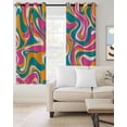 thumbnail image 2 of Colorful Moire Blackout Curtains for Bedroom/Living Room, Thermal Insulated Kitchen Curtains, Modern Abstract Art Geometric Grommet Darkening Window Treatment Drapes 42"x84"x2, 2 of 8