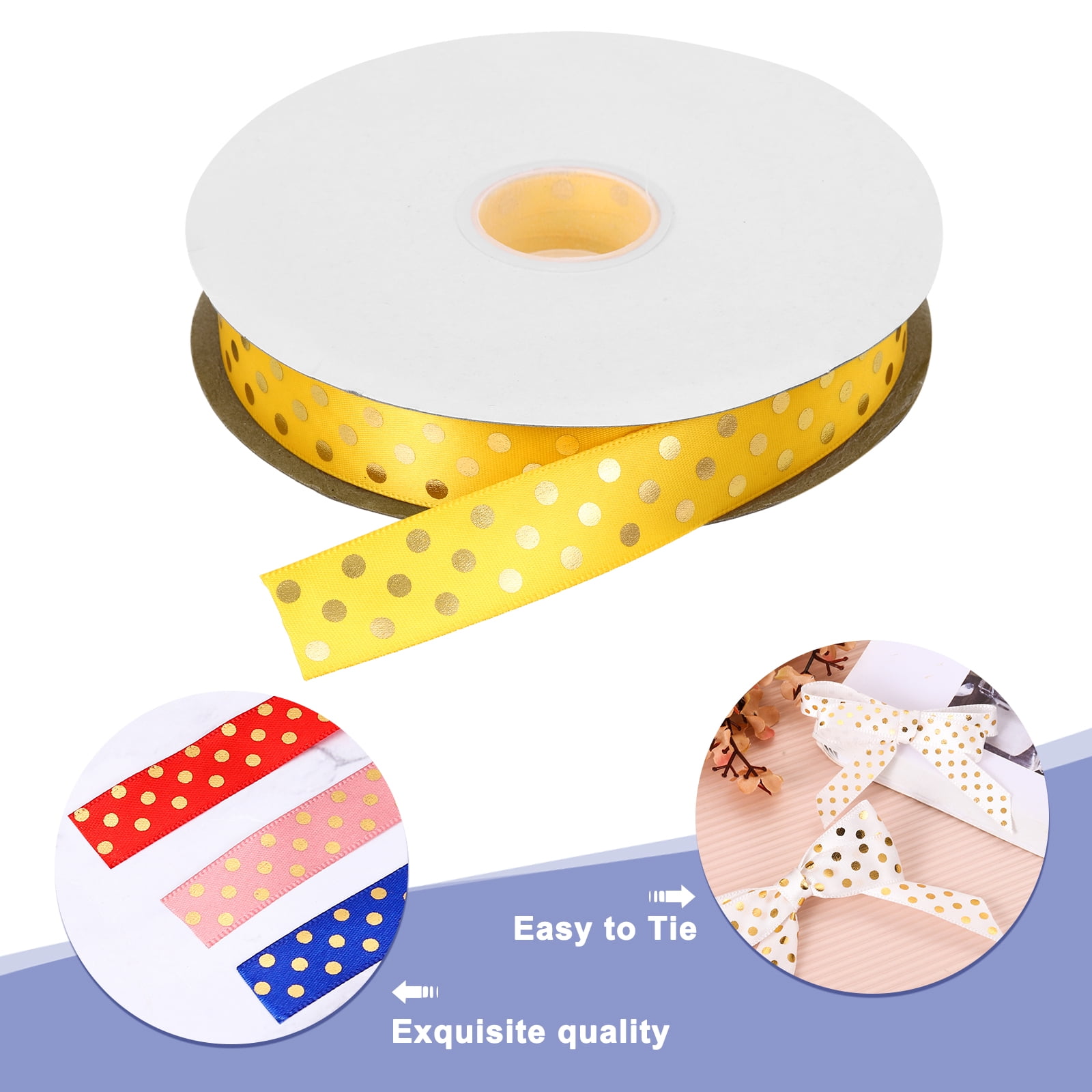 Grosgrain Ribbons 100 Yards 1 Inch Gold Gold Dots Ribbon for Crafts Gift Wrapping Wedding