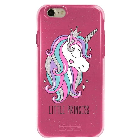 Guard Dog Little Princess Unicorn Hybrid Phone Case for iPhone 7 / 8, Clear with Pink Silicone