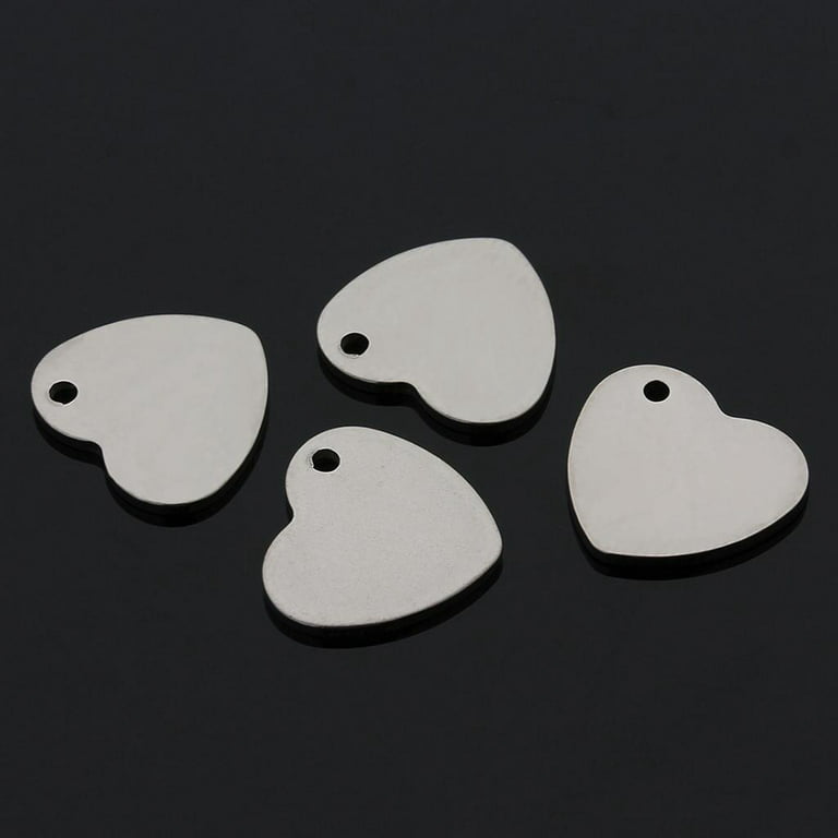 Cheap 50 Pieces Heart Blanks Jewelry Finding Charm Metal Single