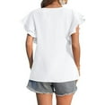 thumbnail image 5 of Youyipin Womens Tops Ruffle Short Sleeve Cute Crew Neck Bacis T Shirts Casual Blouses Summer Tops For Women, 5 of 8