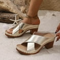 thumbnail image 2 of ShiShine Women's Contrast Stitch Cross Band Mule Sandals Open Toe Block Heel Casual Summer Sandals, 2 of 4