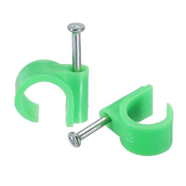 Unique Bargains 14mm Dia PE Green Round Cable Clips with Steel Nail 24 Pack