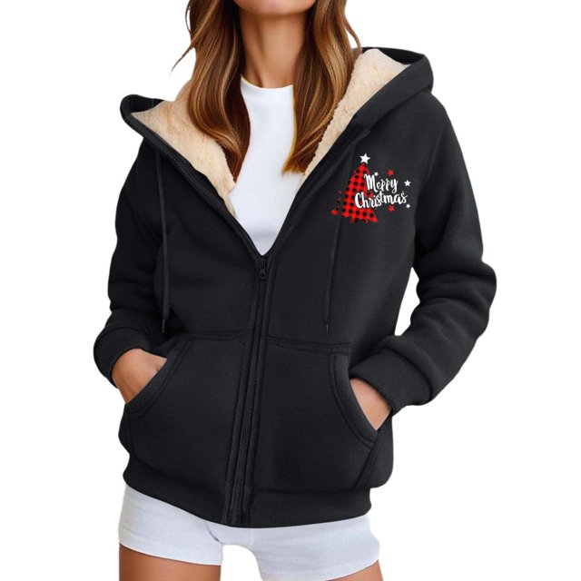 WILLBEST Sudadera de Mujer de Invierno Informal con Cremallera y Capucha Estampada Sudadera Suave y Cálida para Deportes Al Aire Libre Y Grande