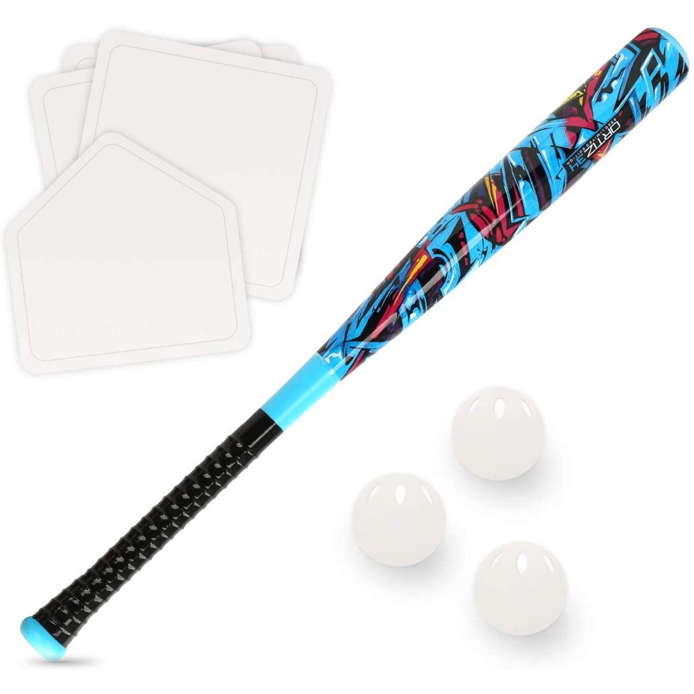 Ortiz34 Grand Slam Set Graffiti Plastic Bat, 3 Balls, 4 Throw Down