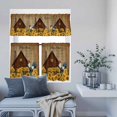 thumbnail image 6 of Kitchen Window Curtains Valance and Tier Set, Vintage Sunflowers Chicken Farm House Rod Pocket Tier Curtain Valance Set, Retro Barn Light Filtering Cafe Curtains for Bedroom Living Room, 6 of 9