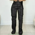 thumbnail image 2 of IROINNID Pants for Women Cargo High Waist Solid Extra Long Pants with Multi Pockets,Black, 2 of 6