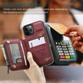 thumbnail image 2 of Wallet Case for iPhone 14（6.1"） for Men Women Girls, Kickstand Folio Flip Phone Case with Card Holder for Apple iPhone 14（6.1"） 2022, Wine, 2 of 9