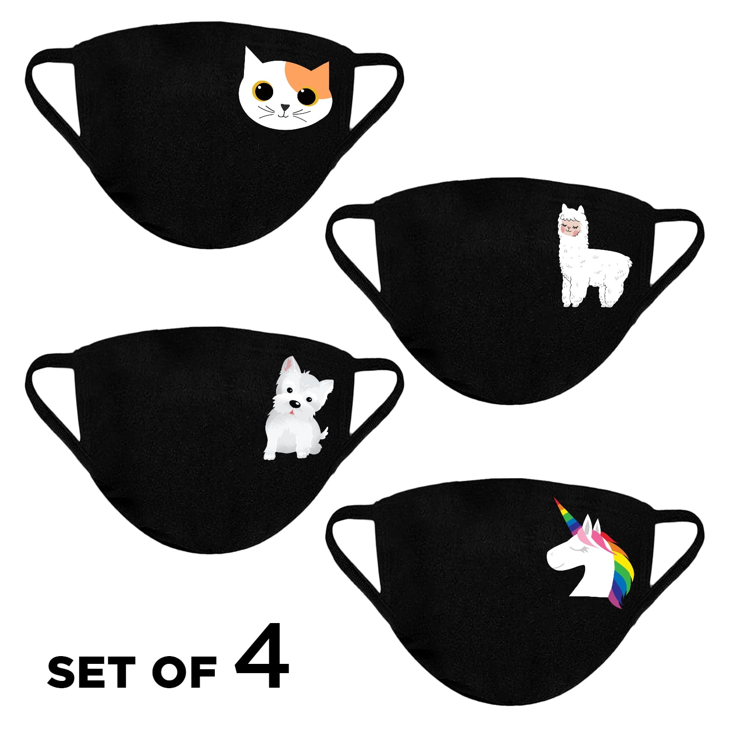 4PCS Reusable Face Mask Washable Face Mask 3 Layered 100 Cotton Face