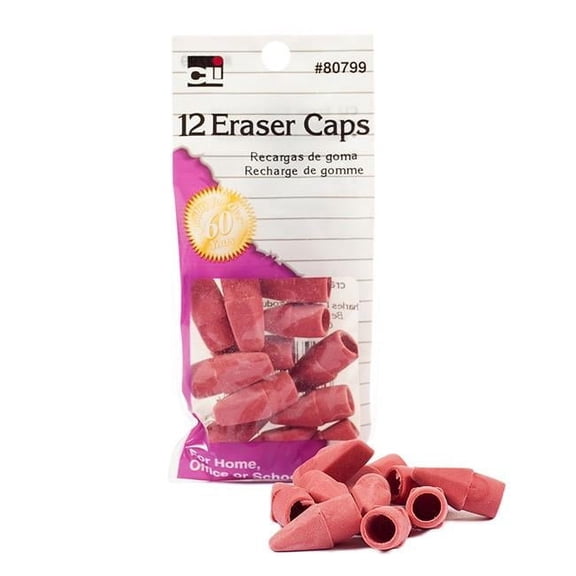 Charles Leonard  Pink Eraser Caps - 12 Per Bag - Pack of 36