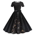 thumbnail image 1 of Mefallenssiah Robe Décontractée à Imprimé Floral pour Femmes, Manches Courtes, Col Rond, Hauteur Genou, 1 of 3