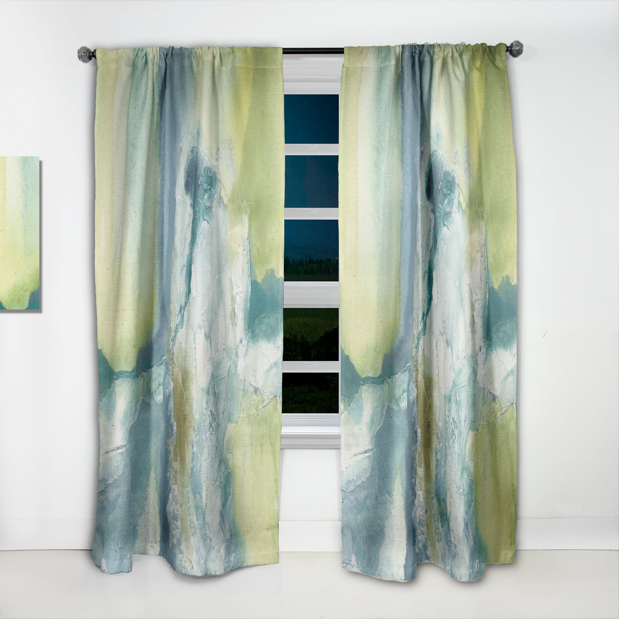 Designart 'Yellow and Blue Splash ' Modern Curtain Panel