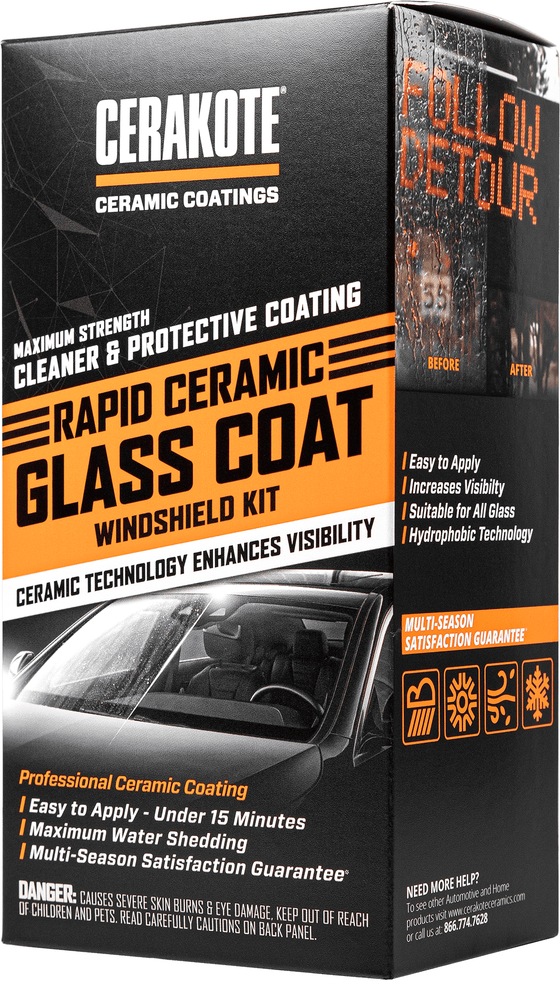(6 pack) Cerakote Rapid Ceramic Coating Glass Windshield Kit (8oz Bottle)