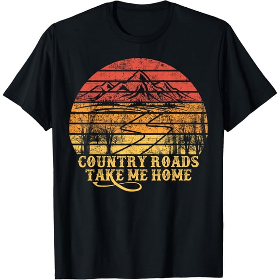 Vintage Retro Music Fans Tee Country Roads Take Me Home T-Shirt