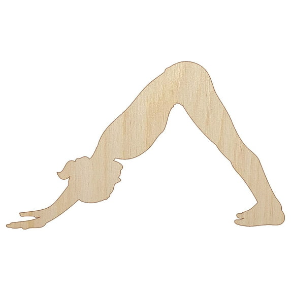 Yoga Downward Facing Dog Pose Wood Shape Unfinished Piece Cutout Craft DIY Projects - 6.25 Inch Size - 1/4 Inch Thick