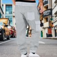 thumbnail image 7 of Men’s Heavyweight Cargo Sweatpants Elastic Waist Baggy Plaid Texture Jogger Trousers Fall Winter, 7 of 7