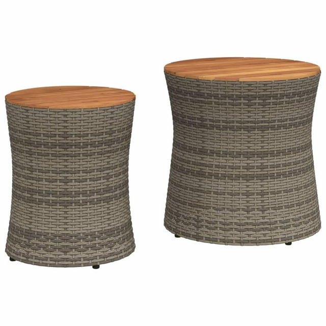 Mesas auxiliares de patio VidaXL con tapa de madera para jardín, exterior, gris