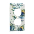 thumbnail image 2 of Yayeee Duplex Wall Plate 1-Gang 4.5"x2.7" Home Receptacle Light Switch Decorative Outlet Cover, Peacock Feather, 2 of 7