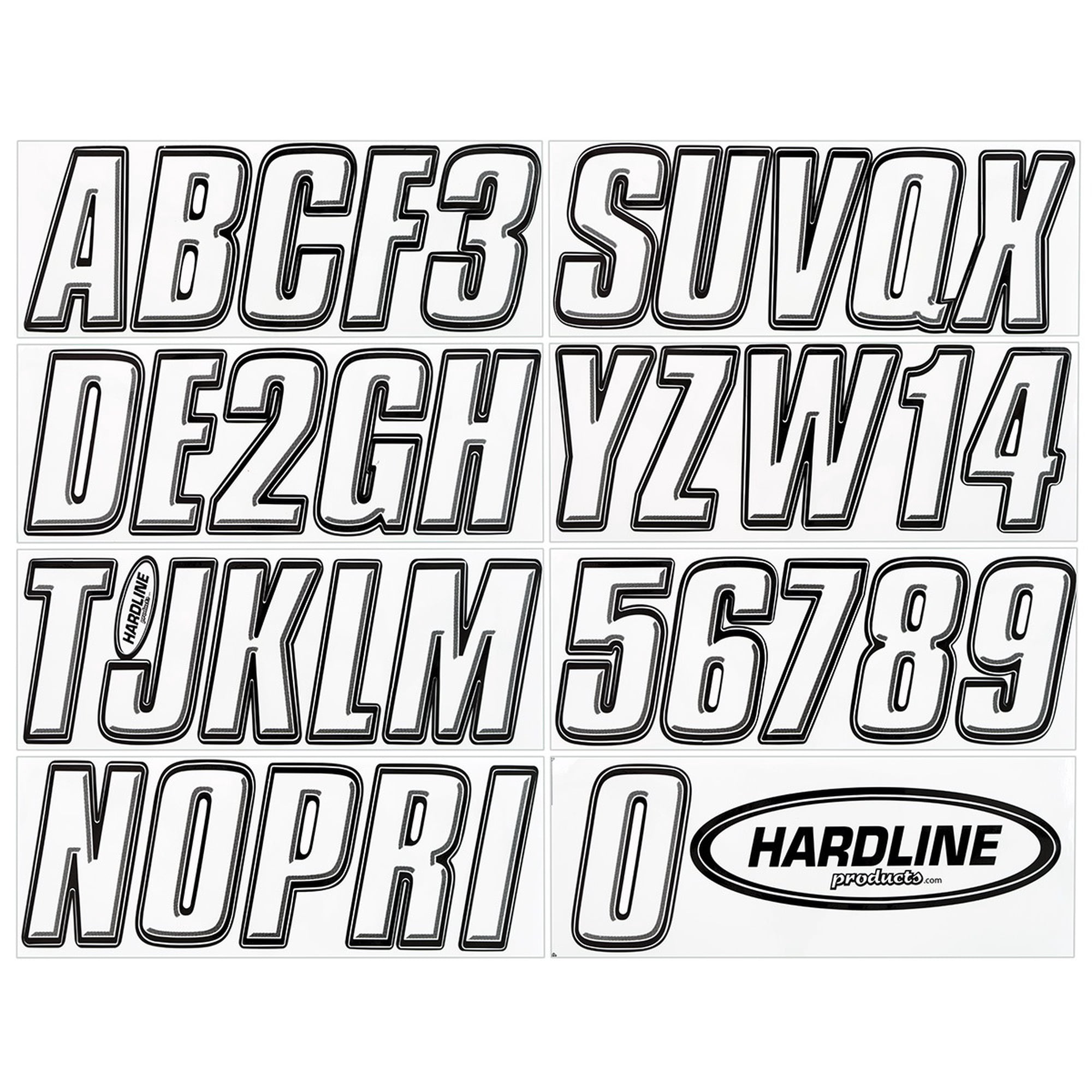 Hardline Products Series 800 Factory Matched 3-Inch Boat & PWC Registration Number Kit - White/Black