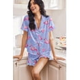 thumbnail image 2 of Ekouaer Satin Pajama for Women Short Sleeve Silky Pj Short Set Bow Front Tie Up Loungewear Sleepwear, 2 of 6