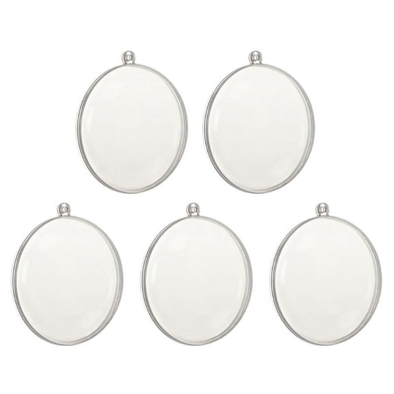 5Pcs Oblate Shape Clear Ornament 3.5 Inch Christmas Fillable Display Hanging Flat Balls Bauble Box DIY Craft Projects Xmas Tree Party Decoration