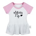 thumbnail image 4 of Pack of 2, Mom Life & I'm Mom's Favorite Funny Dresses For Baby, Newborn Babies Skirts, Infant Princess Dress, Toddler Frocks (Pink Raglan Dresses, 0-6 Months), 4 of 5