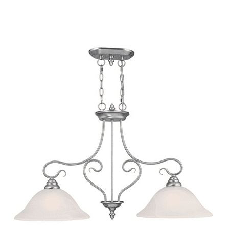 

Island 2 Light With White Alabaster Glass Brushed Nickel size 35 in 200 Watts - World of Crystal