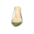 thumbnail image 6 of BLISSFUL STEP Women's Clear Point Toe High Block Heel Mules Slides Sandals Green 8.5, 6 of 8