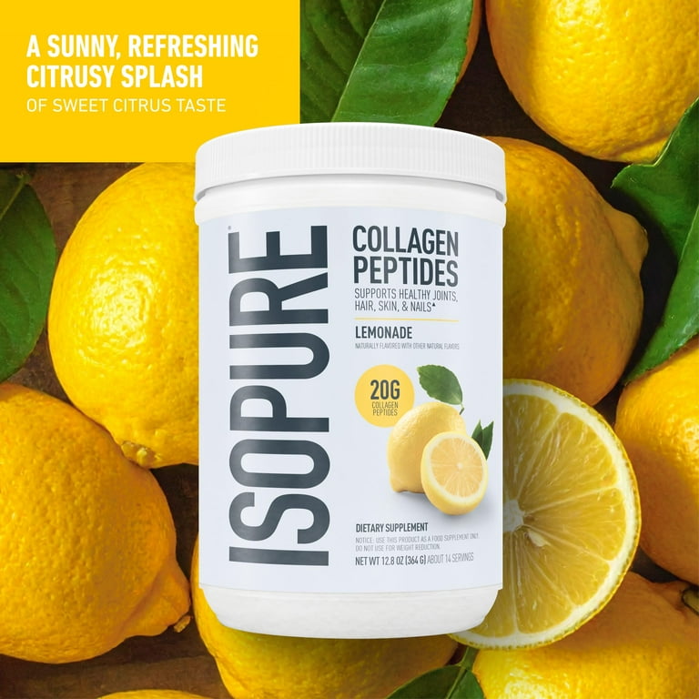 Isopure, Collagen Peptides, Lemonade, 14 servings, grass-fed