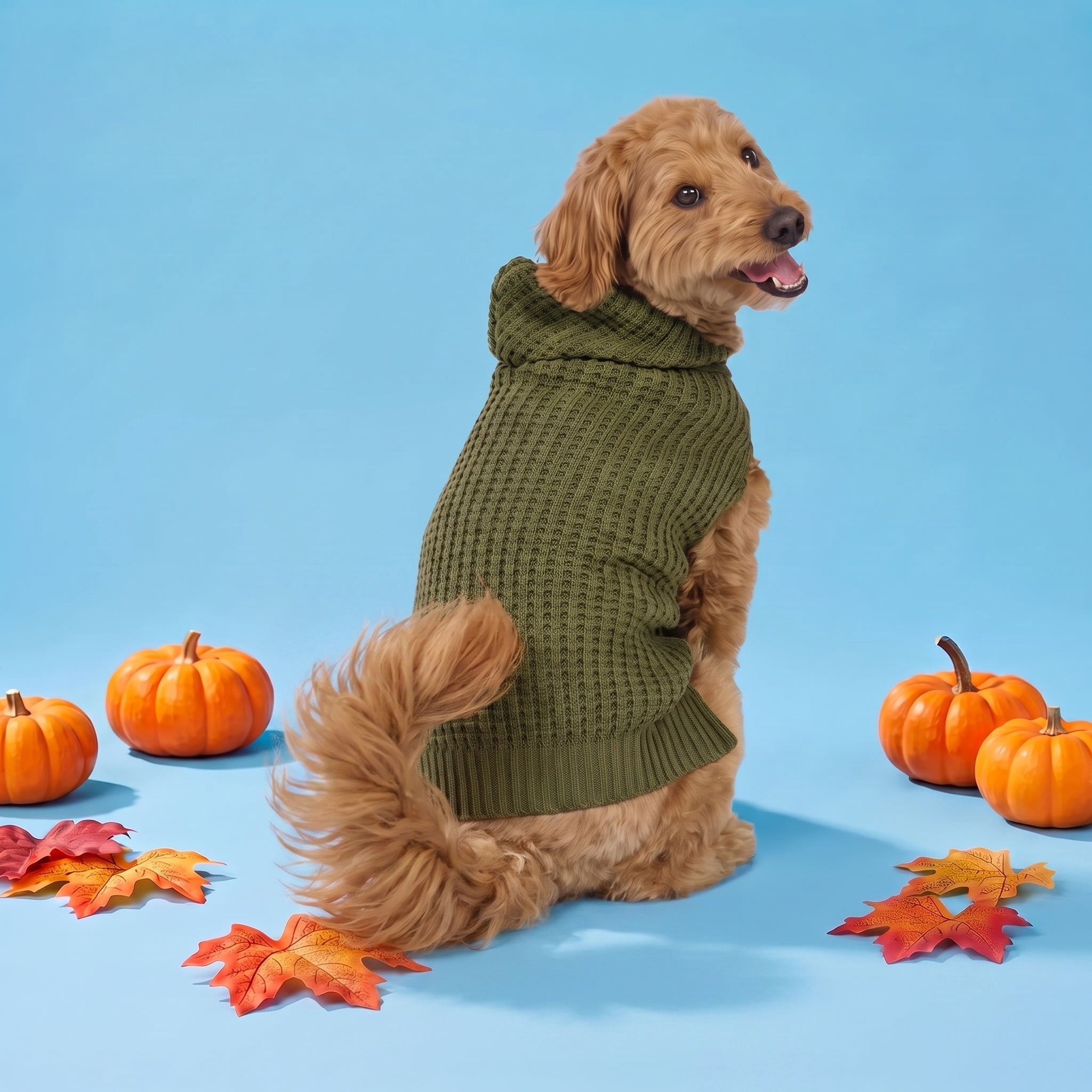 Vibrant Life Waffle Knit Sweater for Dogs, Green, M