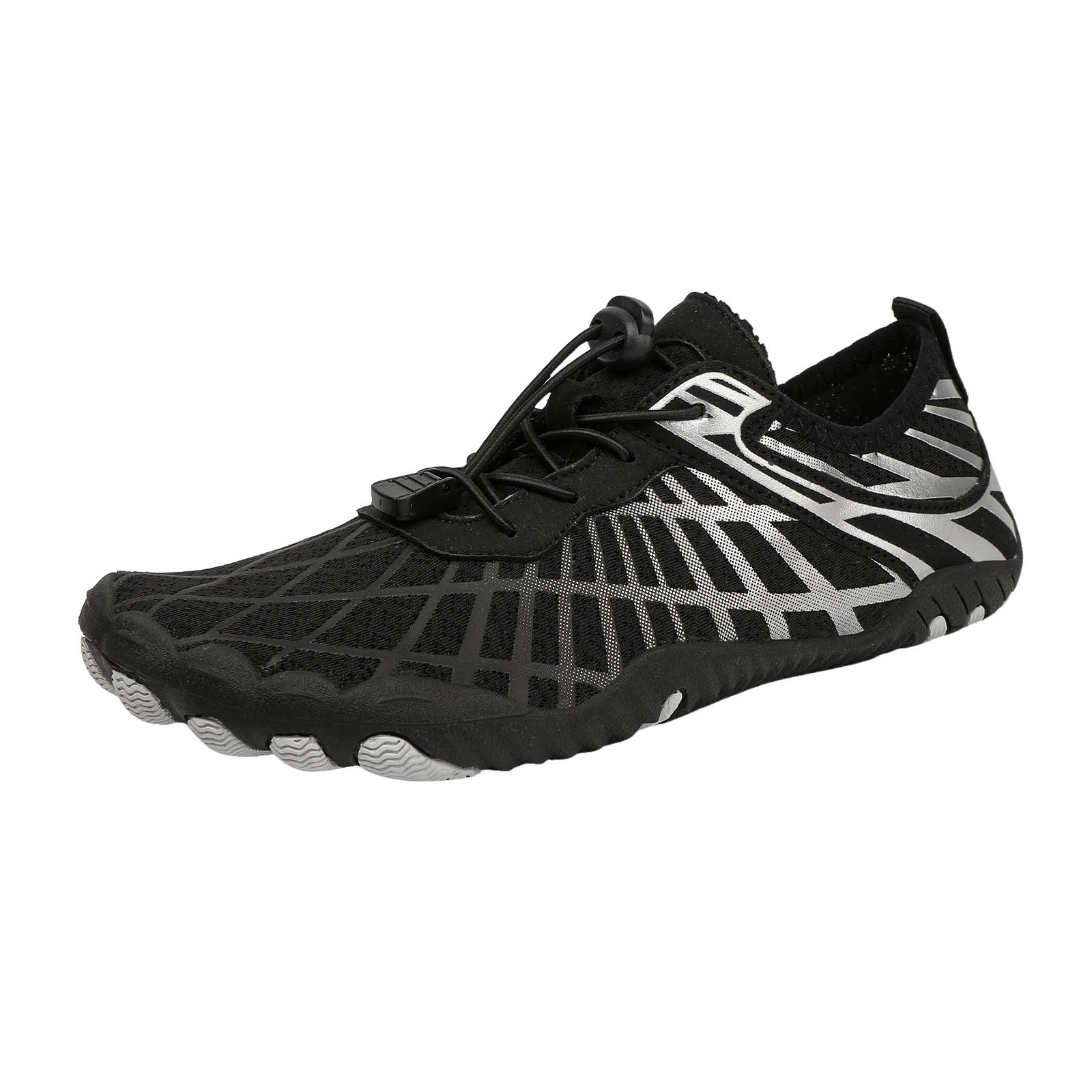 Dakaela Hike Barefoot Shoes Athletic Hiking Minimalist Water Sneakers Wide Toe Box Running Shoe Silver 9