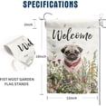 thumbnail image 3 of Spring Summer Flower Garden Flag Pug Outdoor Flag Floral Dog Garden Flags for Outside Small Yard Welcome Flags 12x18 Double Sided, 3 of 7