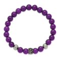 thumbnail image 2 of Chisel Stainless Steel Antiqued and Polished 8mm Purple Stone Beaded 7 inch Stretch Bracelet, 2 of 4