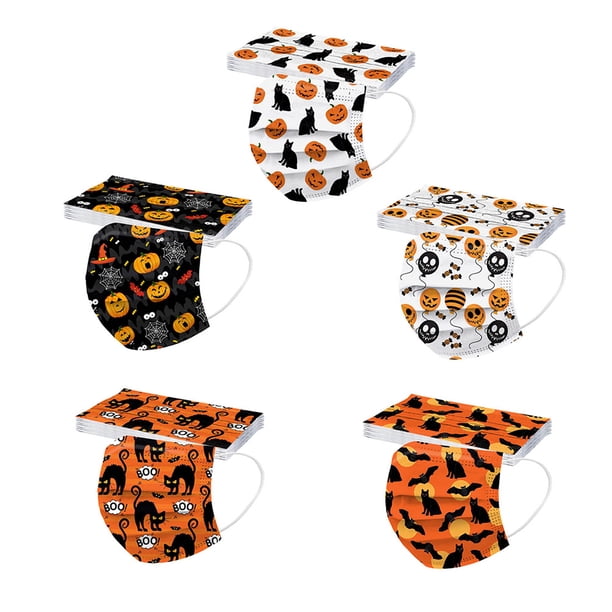 De Cubiertas Faciales Para Niños De Una Sola Vez De Halloween, 3 Capas, Cubiertas Bucales Transpirables Para Niños, Para Niños, Escuela, Exterior, 5 Patrones 50 Uds. Inevent HA046060-01