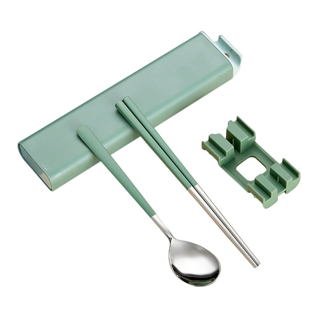 Yeacher Chopsticks Spoon Set With Case Long Handle Reusable Metal Stainless Steel Chopsticks Spoon Cutlery Set Korean Tableware Combinations Utensil for Travel Office Kitchen Restaurant