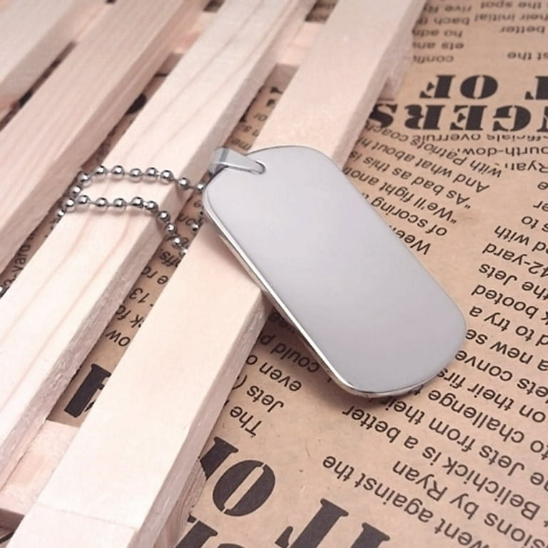 Large Military Dog Tag Pendant Necklace 925 Silver Bead Ball Chain