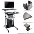 thumbnail image 4 of Bureau Debout Mobile Polyvalent, Poste de Travail Informatique Roulant pour Bureau à Domicile, Bureau pour Portable avec Tablette pour Imprimante et Espace pour Clavier, Hauteur Réglable, 4 of 9