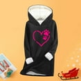 thumbnail image 5 of Kvture Women Sherpa Fleece Pullover Hoodie Cute Print Sweatshirts Winter Warm Hooded Tops Fashion Loungewear Black Hoodie, 5 of 5