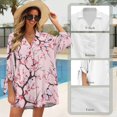 thumbnail image 6 of SCRAWLGOD Pink Cherry Blossom Cardigan Shirt 3/4 Sleeve Oversize Womens Blouses Summer Tops for Going Out Size 2XL Cardigan Loose Cover Up Button Down Tops, 6 of 7
