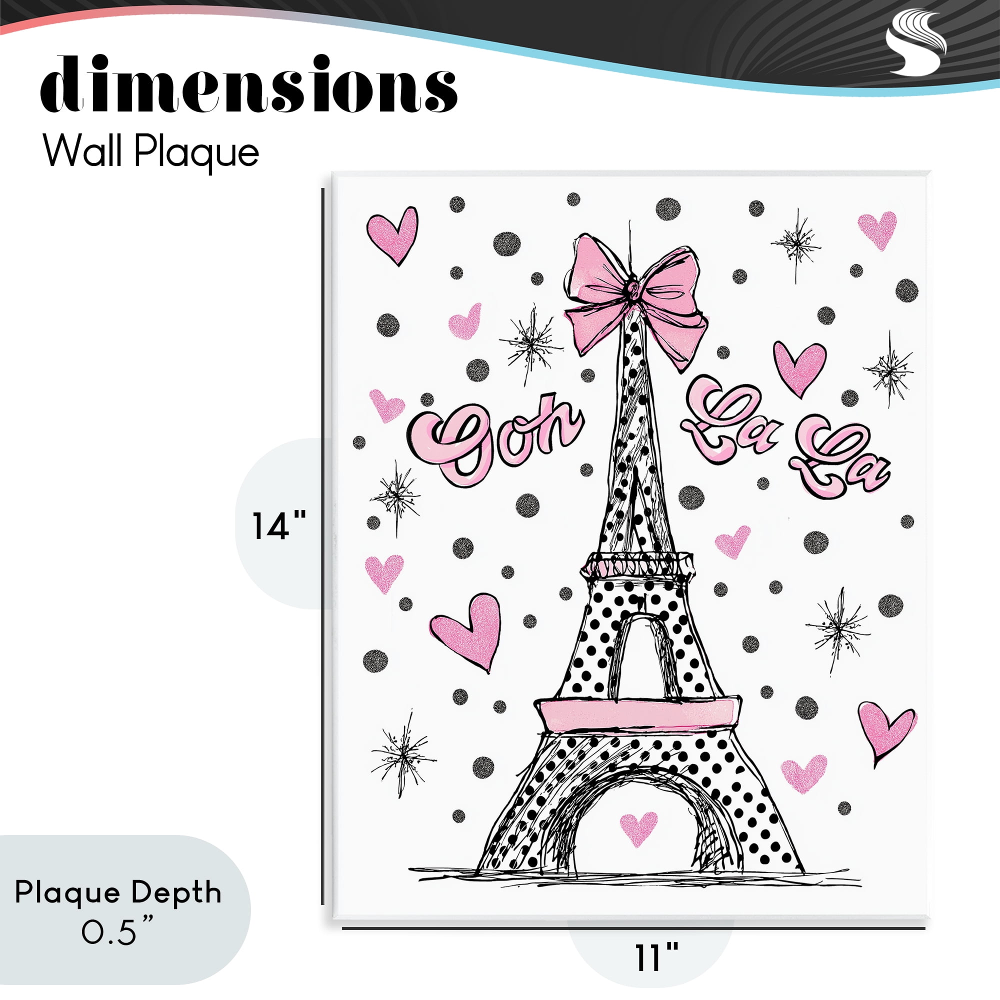 Stupell Industries Ooh La La Polka Dots Eiffel Wall Plaque Art, design by Jess Stempel