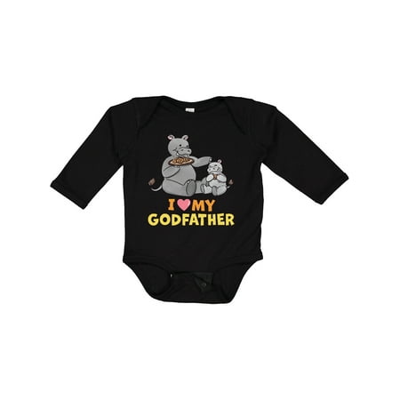 

Inktastic I Love My Godfather Hippos Boys or Girls Long Sleeve Baby Bodysuit