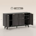 thumbnail image 3 of 55" Modern Sideboard Buffet Cabinet with Fluted Doors Wood Legs, Dark Gray, 3 of 8